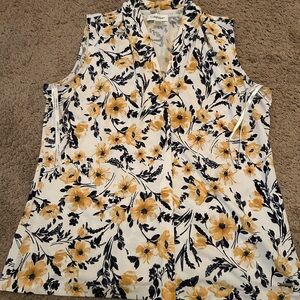 Calvin Klein Yellow and Black Floral Blouse